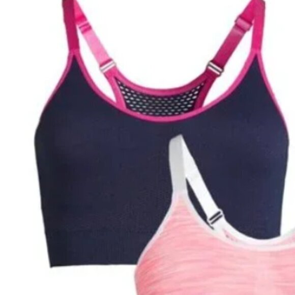 Reebok Women's Seamless Sports Bra Medium Impact Performance  Blue Pink M - Picture 3 of 7